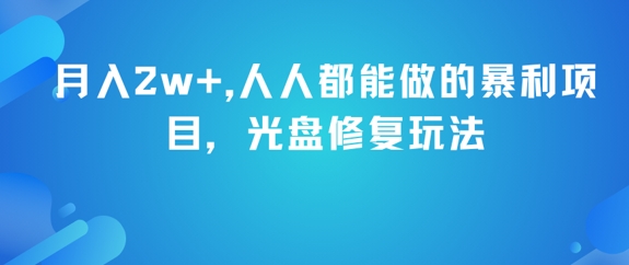 月入2w+，人人都能做的暴利项目，光盘修复玩法-shxbox省心宝盒