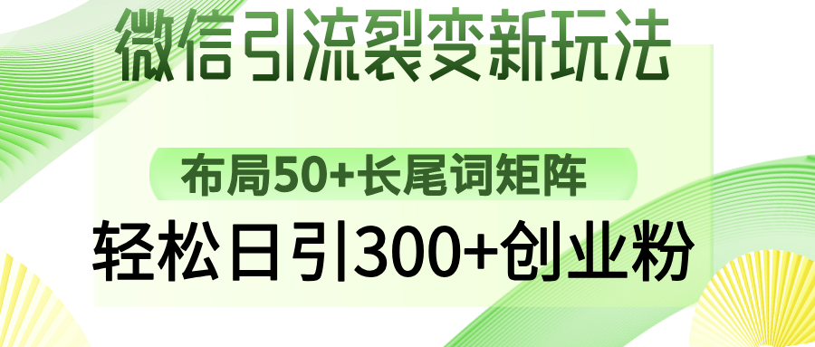微信引流裂变新玩法：布局50+长尾词矩阵，轻松日引300+创业粉-shxbox省心宝盒
