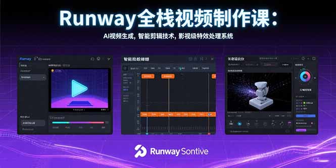 Runway全栈视频制作课：AI视频生成，智能剪辑技术，影视级特效处理系统-shxbox省心宝盒
