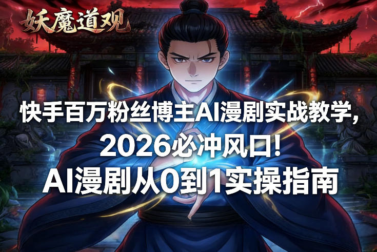 快手百万粉丝博主AI漫剧实战教学，2026必冲风口！AI漫剧从0到1实操指南-shxbox省心宝盒