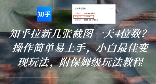 知乎拉新几张截图一天4位数？操作简单易上手，小白最佳变现玩法，附保姆级玩法教程-shxbox省心宝盒