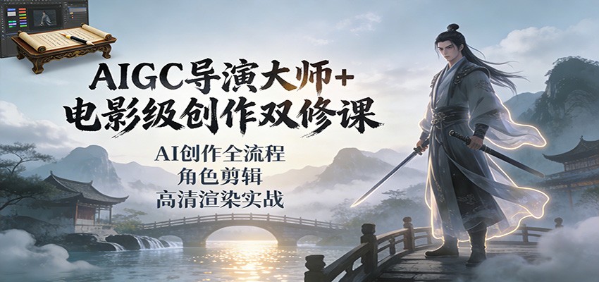 AIGC导演大师+电影级创作双修课：AI创作全流程、角色剪辑、高清渲染实战-shxbox省心宝盒