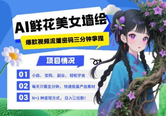 AI+墙绘+美女+鲜花，2025最火流量密码，小白三分钟学会，N种变现渠道，月入五位数-shxbox省心宝盒