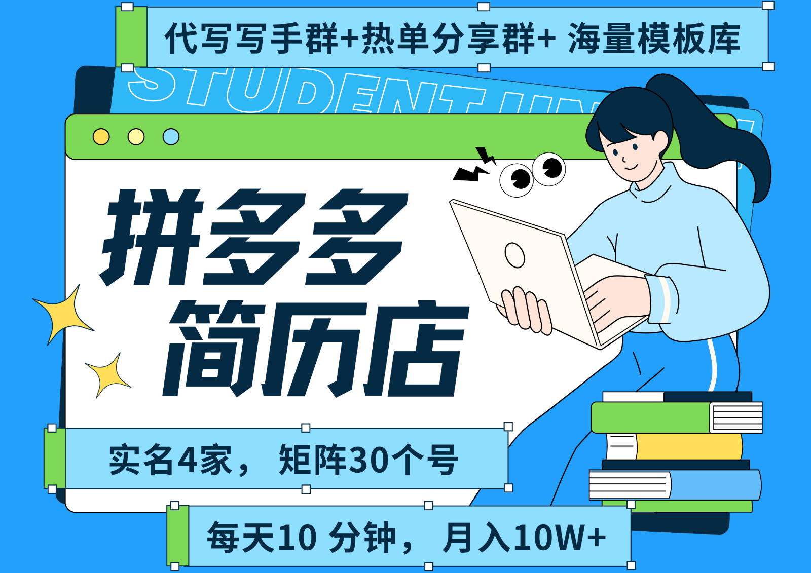 拼多多电商 拼多多 虚拟资料 简历 海报代写 全SOP流程 毫无保留分享(含后端资料)-shxbox省心宝盒