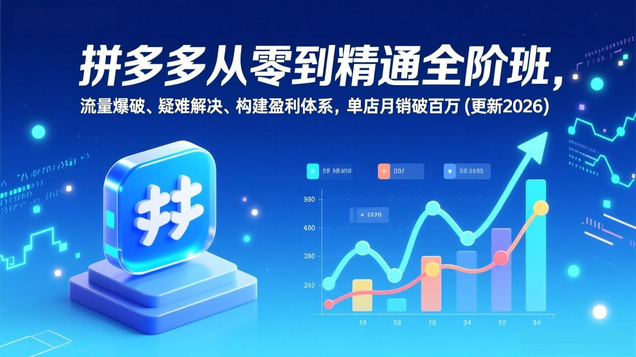 拼多多从零到精通全阶班，流量爆破、疑难解决，构建盈利体系，单店月销破百万(更新2026-shxbox省心宝盒