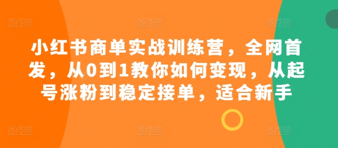 小红书商单实战训练营，全网首发，从0到1教你如何变现，从起号涨粉到稳定接单，适合新手-shxbox省心宝盒