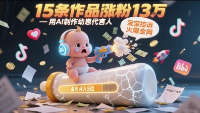 用AI制作幼崽代言人，宝宝的控诉火爆全网，15条作品涨粉13W，单号月入5位数实操教程-shxbox省心宝盒