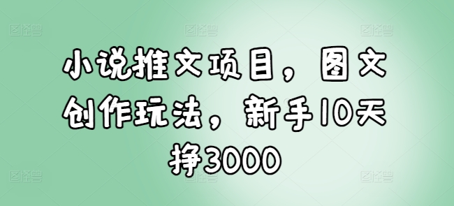 小说推文项目，图文创作玩法，新手10天挣3000-shxbox省心宝盒