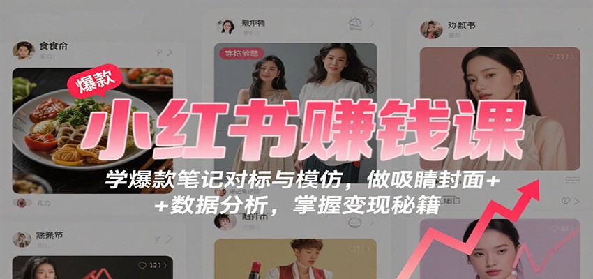 小红书赚钱课：学爆款笔记对标与模仿，做吸睛封面 + 数据分析，掌握变现秘籍-shxbox省心宝盒