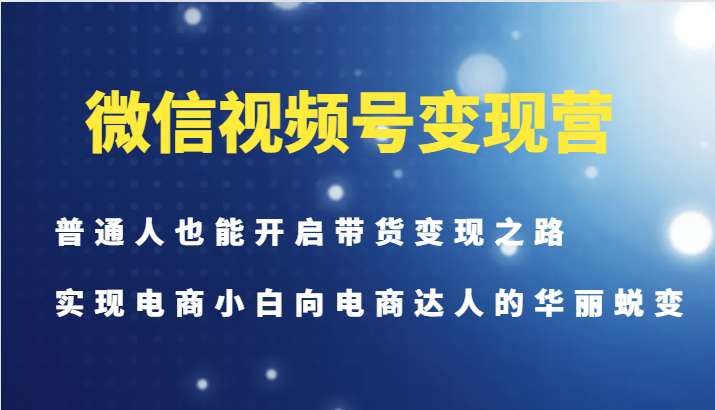 微信视频号变现营-普通人也能开启带货变现之路，实现电商小白向电商达人的华丽蜕变-shxbox省心宝盒