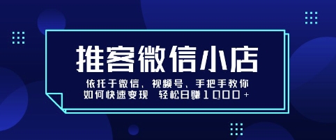 推客微信小店依托于微信、视频号，手把手教你如何快速变现 轻松日入1k+【揭秘】-shxbox省心宝盒
