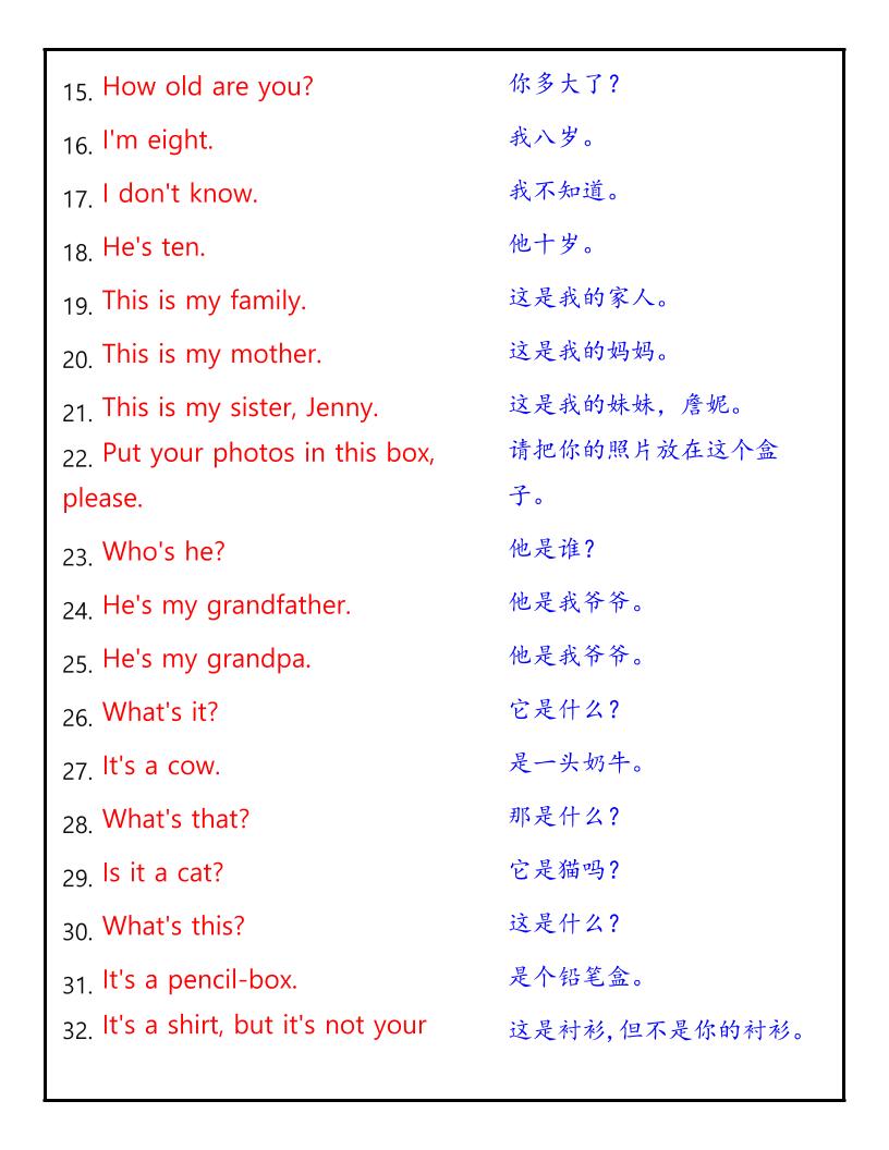 【2025秋新版】三年级英语上册《重点句子》中英文对照-shxbox省心宝盒