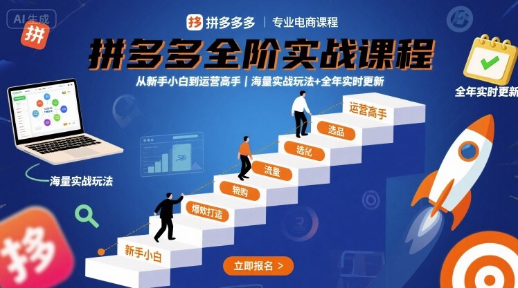 拼多多全阶实战课程，从新手小白到运营高手，海量实战玩法+全年实时更新【2025年9月更新】-shxbox省心宝盒