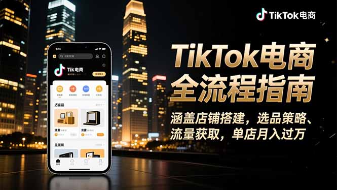 TikTok电商全流程指南，涵盖店铺搭建、选品策略、流量获取，单店月入过万-shxbox省心宝盒