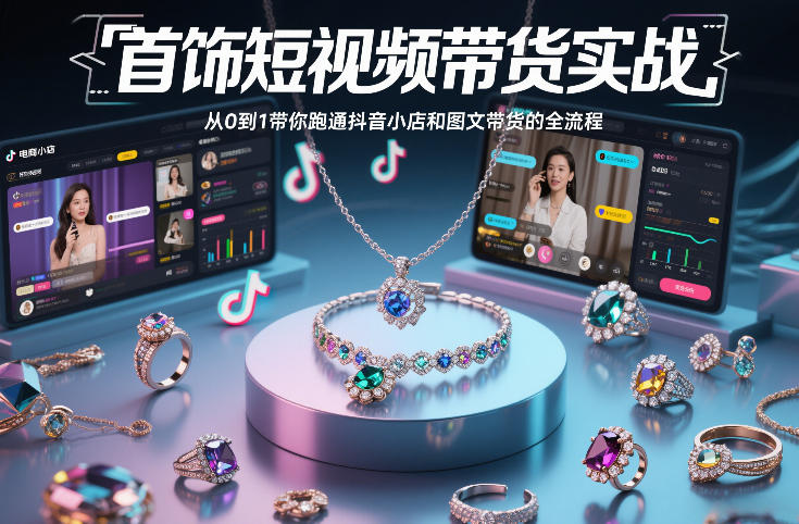 首饰短视频带货实战，从0到1带你跑通抖音小店和图文带货的全流程-shxbox省心宝盒