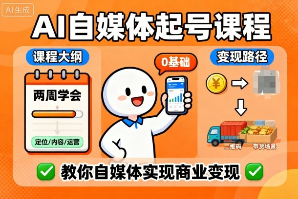 AI自媒体起号课程，0基础小白两周学会，教你自媒体实现商业变现-shxbox省心宝盒