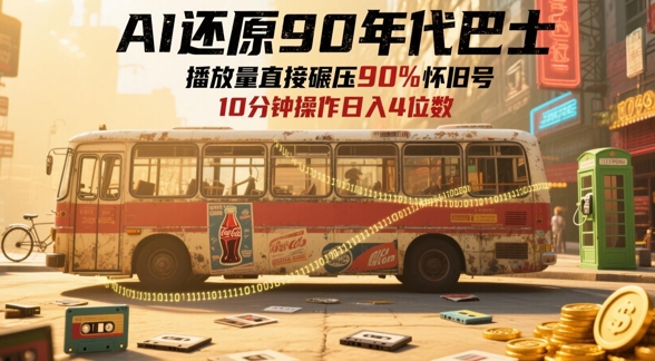 AI还原90年代巴士，一帧就让70后泪崩，播放量直接碾压90%怀旧号，每天操作十分钟，日入四位数-shxbox省心宝盒