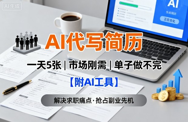 AI代写简历，一天5张，今年找工作难，市场刚需，单子做不完【附AI工具】-shxbox省心宝盒