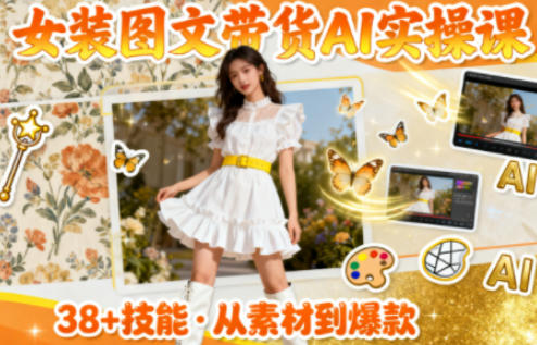 女装图文带货的AI实操课，覆盖38个实用技能，快速提升素材制作效率-shxbox省心宝盒