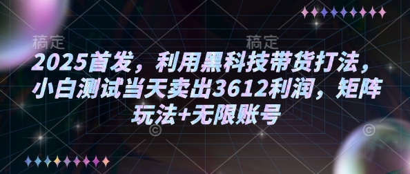 2025首发，利用黑科技带货打法，小白测试当天卖出3612利润，矩阵玩法+无限账号【揭秘】-shxbox省心宝盒