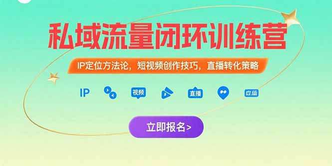 私域流量闭环训练营：IP定位方法论，短视频创作技巧，直播转化策略-shxbox省心宝盒