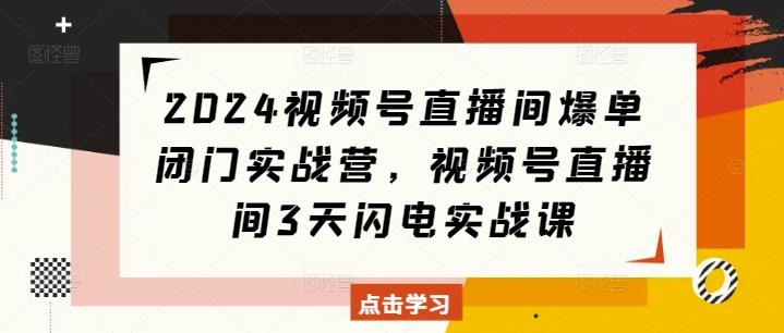 2024视频号直播间爆单闭门实战营，视频号直播间3天闪电实战课-shxbox省心宝盒