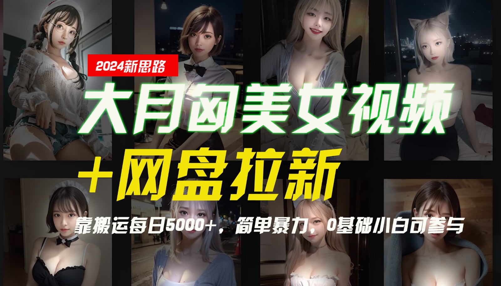 【新思路】大月匈美女视频+网盘拉新，靠搬运每日5000+，简单暴力，0基础小白可参与-shxbox省心宝盒