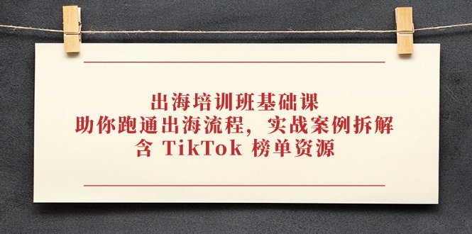 出海培训班基础课，助你跑通出海流程，实战案例拆解，含 TikTok 榜单资源-shxbox省心宝盒