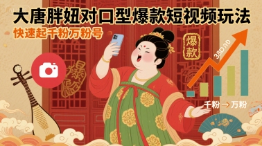 大唐胖妞对口型爆款短视频玩法，快速起千粉万粉号-shxbox省心宝盒