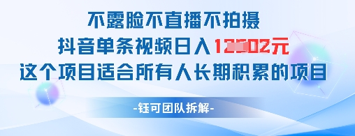 不露脸不直播不拍摄抖音单条视频日入1k+这个项目适合所有人长期积累的项目-shxbox省心宝盒