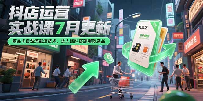 抖店运营实战课7月更新，商品卡自然流截流技术，达人团队搭建爆款选品-shxbox省心宝盒