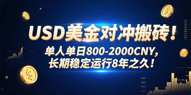 USD美金对冲搬砖!单人单日800-2000CNY，长期稳定运行8年之久!-shxbox省心宝盒